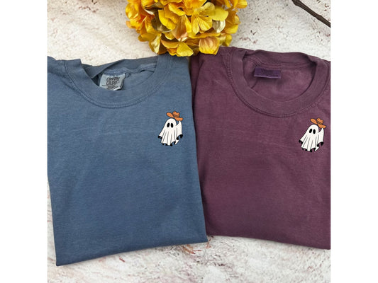 Cute Pocket Ghost Graphic Tee | Minimalist Spooky T-Shirt